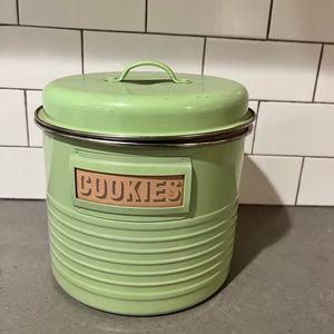 Jade Green Tin Cookie Jar